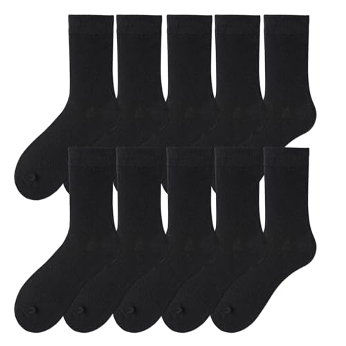10 Pairs Men Socks Cotton Black White Business Socks Soft Breathable Autumn Spring for Male Size 6-9.5