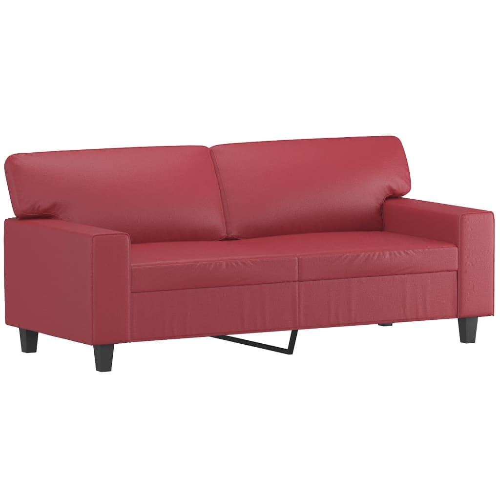 Juego de 3 muebles de piel sintética con taburete y cojín, color