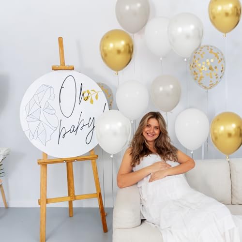 Image of 68Pcs Sand White Gold Confetti Balloons Kit 12 Inch Ballons Beige Pearl White Balloon Gold Party Balloons with Ribbons for Birthday Wedding engagement Baby Shower Graduation Decorations.