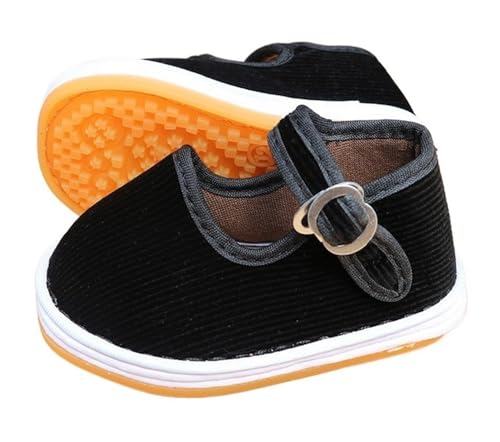 Handmade Cotton First-Walker Shoes, Soft-Sole Non-Slip Slippers for Kids 0-3 Years, Breathable Indoor Footwear for Early Walkers(Blcak,12.5cm)