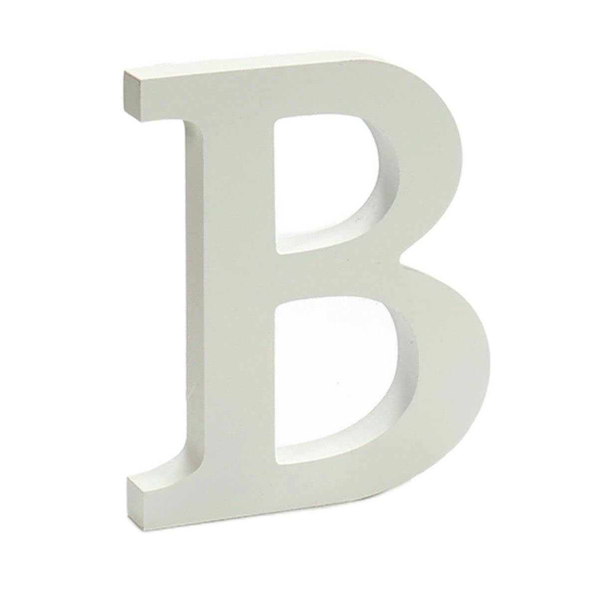 Letra B madera blanco lista para colocar sin soportes en mesas de eventos