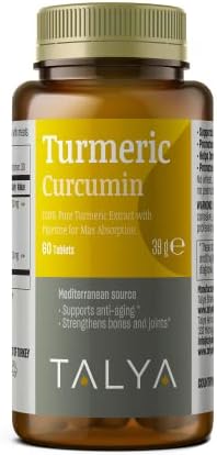 TALYA Turmeric - Curcumin with Piperine Extract for Maximum Absorption, Highest Potency Available, 95% Standardized Curcuminoids, Non-GMO, Gluten Free Tablets