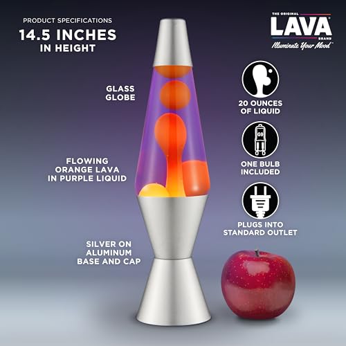 Lava Lamp 2125, Yellow Wax, Purple Liquid, Silver Base and Cap, Original 14.5 inch LAVA Motion Lamp to Illuminate Your Mood - Image 2