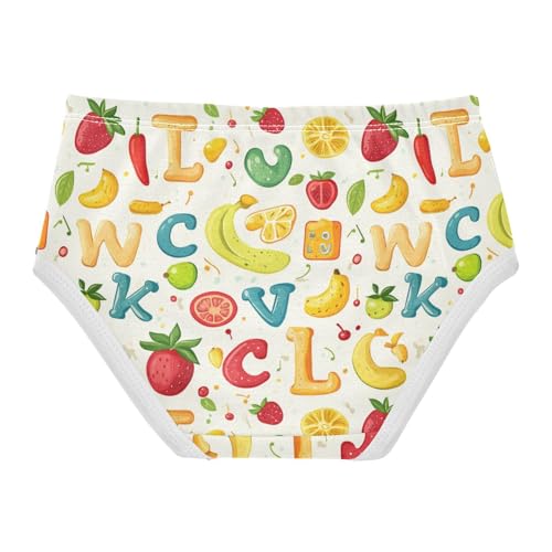 ZZKKO Cute Letters Fruits Girls Underwear Toddler Panties for Girls Comfort Brief Size 2-8T2