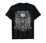 Diseño gótico de Metal con Calavera y Rosas Camiseta