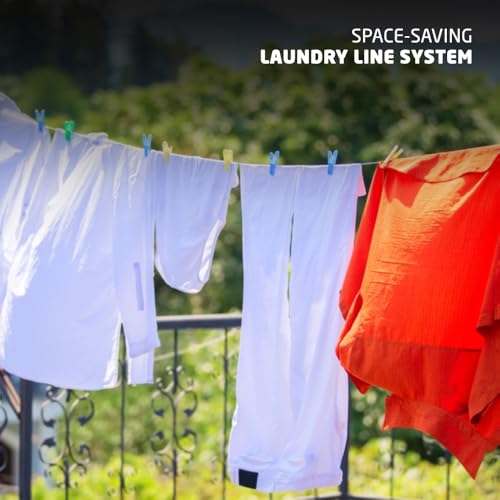 Retractable Wall-Mounted Clothes Line, 30 Metres, Twin Cable, 2 x 15m Drying Space, Black - Image 7