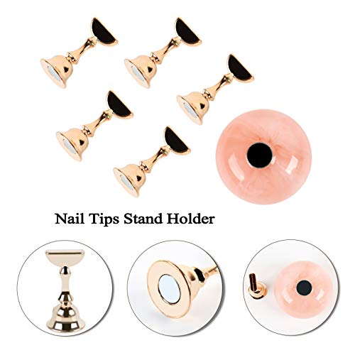 Angnya Nail Tips Stand Holders Magnetic Alloy Oval Practice Stand Base Nail Art Display Manicure Tool (Pink) #TOP4