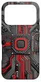 Red and Black Circuit Board Design with Tech Line Art Case for iPhone 17 Pro