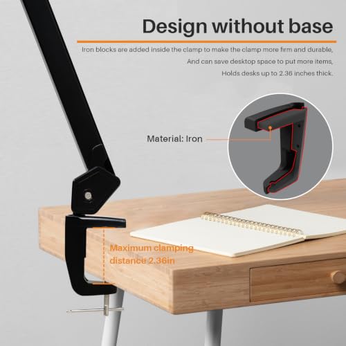 Image of 24-Inch LED Architect Desk Lamp with Clamp, 30W 2300LM, Black