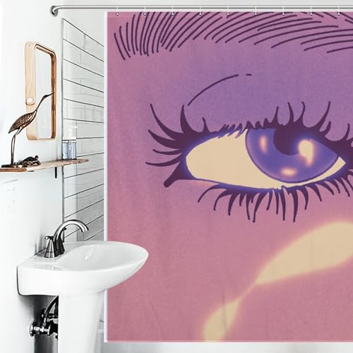 Rideau de douche textile imperméable haut de gamme motif yeux charmants