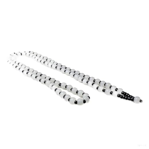 2. Smooth-Finished Casual Bracelet with 5mm White Round bracelet and Tiny Dark Accents