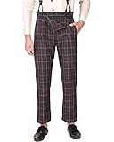 ThePirateDressing Steampunk Victorian Cosplay Costume Architect Men's Pants Trousers C1489 - Black+ Red Check (100% Cotton Fabric) - Small