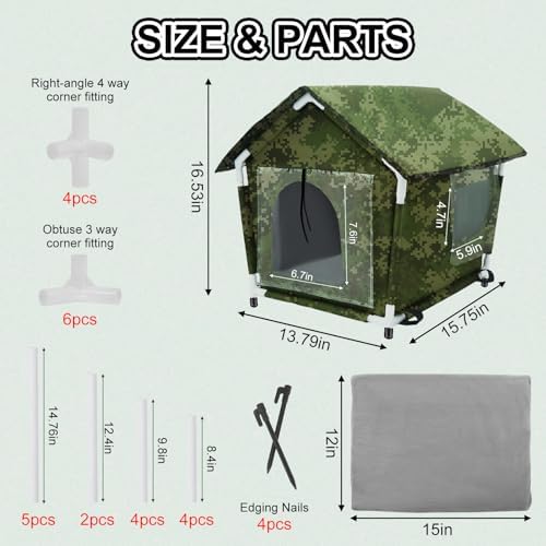 Maison De Chat Extérieure Isolée | Abri Chaud Pliable, Dimensions 40x33x33 Cm | Avec Tapis Chauffant Et Volet De Porte