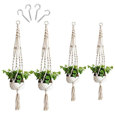 AROGEAR Macrame Plant Hanger Handmade Hanging Palnt Flower Pots Holder for Indoor Outdoor 2 Sizes 4 Pack Cover