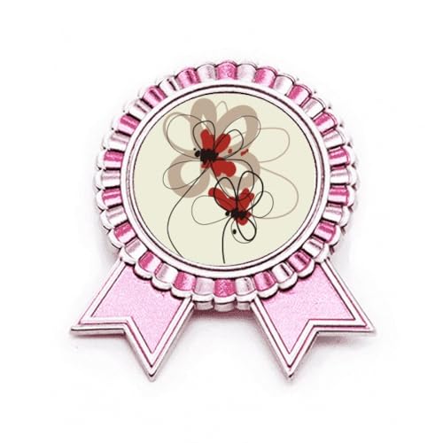 Broche pin médaille rose en métal moyen pour décoration peinture fleurs