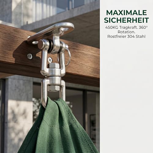 ConKrian Schaukelhaken 360° Drehbar, 450KG Kapazität, Schwerlast Deckenhaken für Hängesessel, Boxsack, Yoga, Slingtrainer