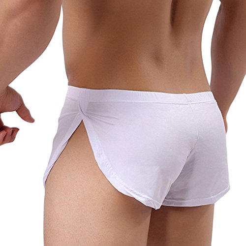 Banana Bucket Men's Split Side Sexy Breathable Boxer Underwear White