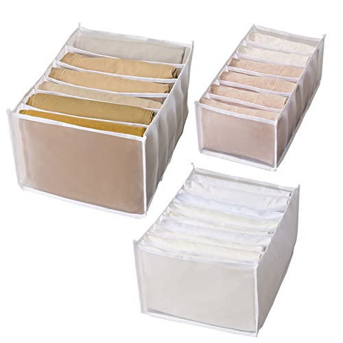 NORCKS Organisateur de tiroir à linge de 3 pièces, boîte de séparation en maille 6/9 cellules pliantes séparateurs de placard, tiroir organisateur de tiroir (blanc) Cover