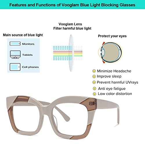 Image of VOOGLAM Stylish Rectangle Blue Light Blocking Glasses for Women Anti Eyestrain UV Eyewear Terrie