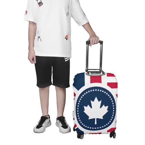 U.S. UK And Canada Flag Travel Luggage Cover for Suitcase 19-32 Inches Elastic Washable Baggage Protector 7