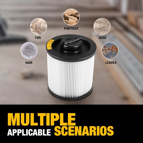 Image of DEWALT Vacuum Filter Replacement DXVC6910, Fit for DXV06P, DXV10S, DXV09P,DXV09PA, DXV10P, DXV10PL, DXV12P, DXV16S, DXV16SA, DXV209P, DXV209PA,DXV212P,DXV212PA,DXV14P,DXV16P,DXV16PA