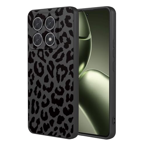 ESONG Leopardato Cover per Xiaomi 14T Custodia Sottile Liquido Carina Aesthetic Disegno Print Motivo per Donne Ragazze Morbida Antiurto silicone tpu nero
