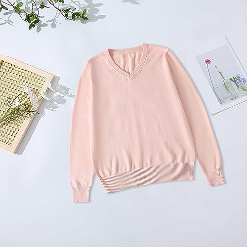 School Girl Boy V Neck Solid Color Sweater Cardigan Long Sleeve Knit Top for 4 to 7 Years Old Tops3