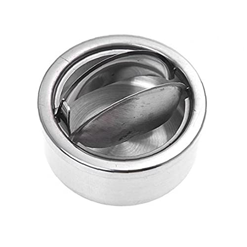 LjzlSxMF Aschenbecher Edelstahl Flip-Top-Öffnung mit Klappdeckel Zigarrenhalter Frostfolie Zigarette-Aschenbecher Silber Cover