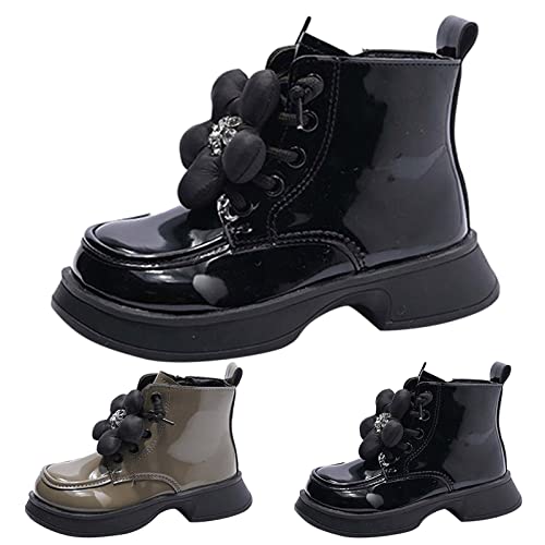 Kids Girls Low Heel Fashion Snow Boots Winter Comfortable Warm Outdoor Side Zipper Booties (Toddler/Kid/Big Kid) (Khaki, 10-10.5 Years Big Kids)3