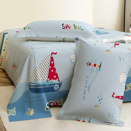 Image of Weave & Decor Cotton Feel Kids Bedsheet Double Bed 90x90 inches, Soft Fabric, Includes 2 Pillow Covers 20x30 inches