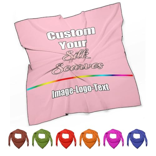 Custom Silk Scarves For Women Personalized Silk Like Bandana Hair Scarf Shawl Wraps Add Your Name Photo