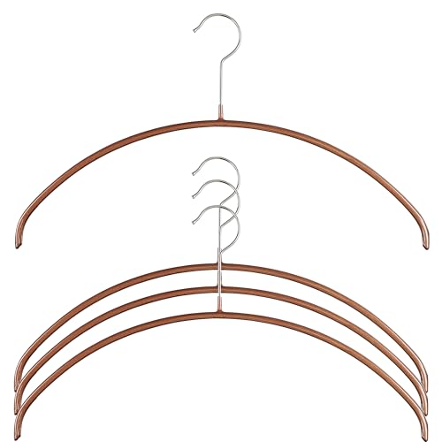 Mawa Narrow Petite Clothing Hangers, Steel Hanger with Non-Slip Coating, for Shirts, Blouses, Dresses, Light Jackets, 360-degree Rotatable Hook, Set of 4, Copper