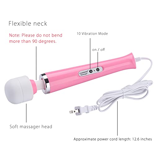 Image of CHARMING Wired Powerful Handheld Back Massager with Strong Vibrations, Personal 10 Speeds Therapy Massager for Sports Recovery, Muscle Aches, Body Pain (Pink)