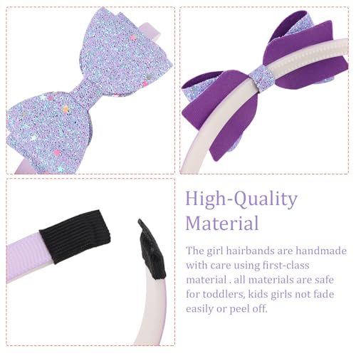 DRESHOW 6 Pack Girls Bow Headbands Glitter Kids Headband Heart Star Hairband for Toddlers Teens, 6 Pack: Mix Set-04 - Image 2