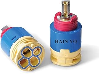 40mm Ceramic Pressure Balance Cartridge JL02BJ – Includes Square Handle Adapter – Compatible with Hain-Yo, Pioneer, EZ-FLO - Durable Replacement Faucet Valve – Blue/Red