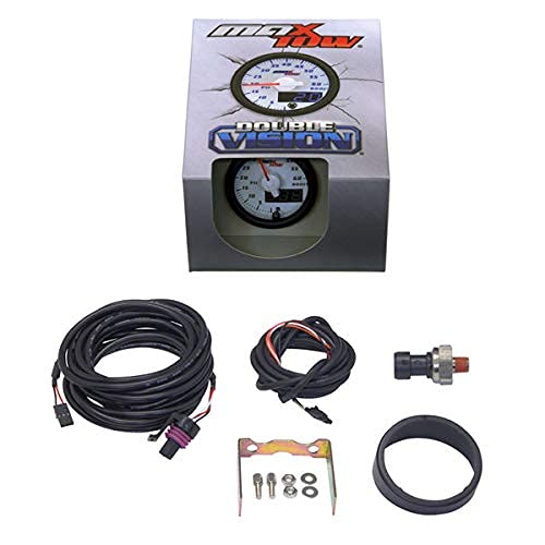 Maxtow Double Vision 60 Psi Turbo Boost Gauge Kit - Includes Electronic Pressure Sensor - White Gauge Face - Blue Led Illuminated Dial - Analog & Digital Readouts - For Diesel Trucks - 2-1/16" 52Mm #TOP5