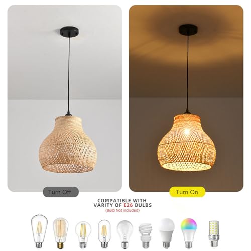 Suspension LED rustique fait main en panier tressé haute qualité