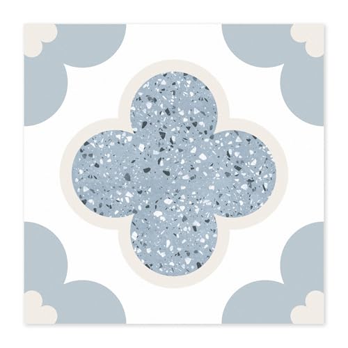 Adhesivos de piso Peel & Stick, vinilo autoadhesivo para revestimientos de cocina, baño, lavandería, ducha y más, impermeable, 30x30 cm, 10 unidades (Flores azules)