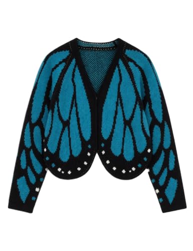 Image of Women's Monarch Butterfly Wing Cropped Cardigan Sweater Halloween Costume
