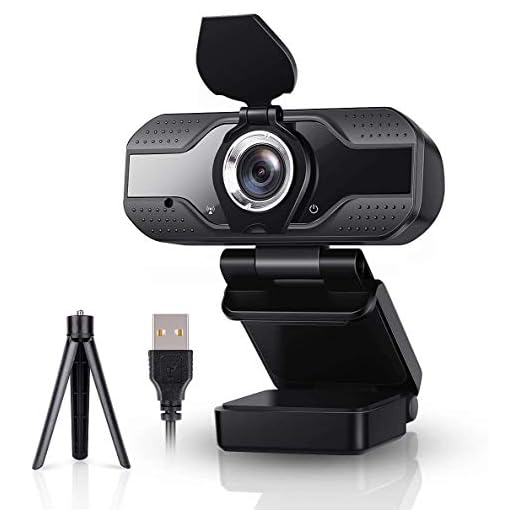 Webcam 1080P with Microphone &Tripod, HD Web Camera for PC with Privacy Cover, for PC Desktop & Laptop, USB Plug & Play for YouTube, Live Streaming, Online Classes, Skype, Video Calls, Gaming