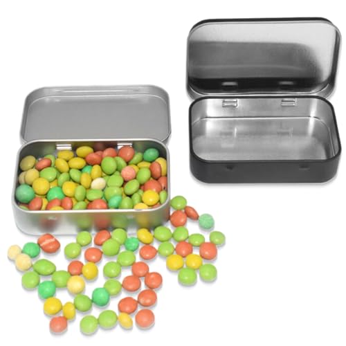 JEYORZY 2pcs Boîtes en tôle avec couvercle - Petite boîte en métal rectangulaire - Mini boîte de rangement vide à charnière - Boîtes en métal pour bonbons et...