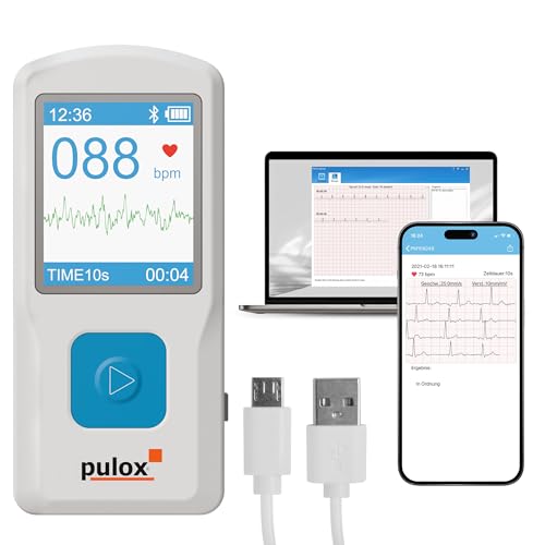 Pulox PM10 Monitor ECG doméstico monocanal portátil - Dispositivo de ECG de emergencia con análisis, USB, aplicación smartphone y software PC Pulox PM10 Monitor ECG doméstico monocanal portátil - Dispositivo de ECG de emergencia con análisis, USB, aplicación smartphone y software PC