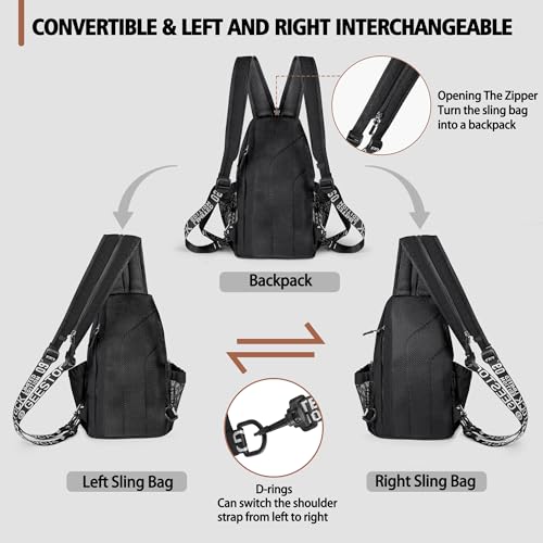 Geestock Convertible Sling Bag Crossbody Backpack for Women Men, Black by Geestock - Used condition - Image 6