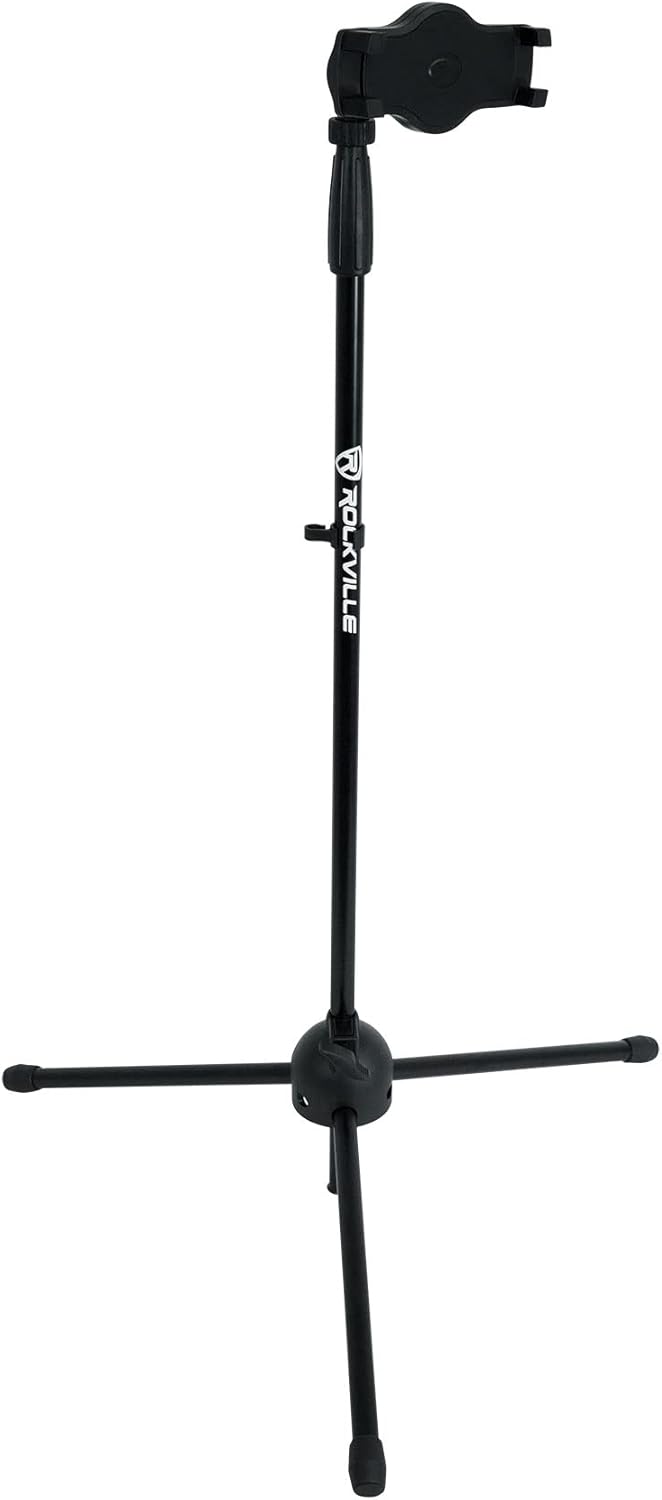 Rockville iStand 20 Adjustable Tripod Stand for Tablets and Smartphones, 360 degree Swivel, Steel Construction, Mic Clip Included, Fits iPhone, iPad, Galaxy & More