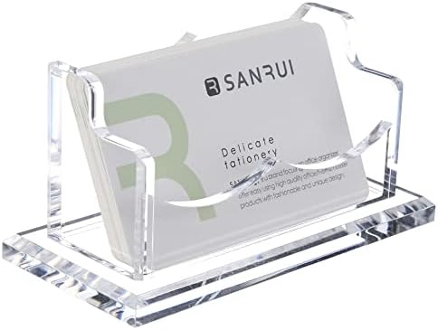 SANRUI Business Card Holder for Desk,Clear Acrylic Business Card Display Stand,Fits 50~60 Business Cards