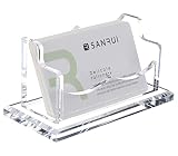 SANRUI Business Card Holder for Desk,Clear Acrylic Business Card Display Stand,Fits 50~60 Business C