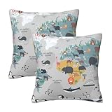 Utilisation polyvalente : nos taies d'oreiller de carte du monde avec animaux de dessin animé sont disponibles en lot de 2 et sont disponibles en quatre tailles différentes. Elles sont parfaites pour divers environnements, y compris les coussins de canapé, les coussins de chaise, les coussins de voiture, la décoration de chambre et la décoration intérieure