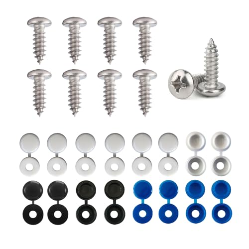 Kennzeichen Schrauben, 8er-Set, Edelstahl Auto Nummernschild Schrauben und Kappen M5 x 16 mm, ideal für die Montage von Kennzeichen