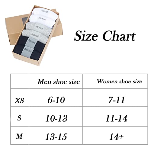 Jormatt 6 Pairs Men No Show Low Cut Socks Non-Slip Women Athletic Sneaker Socks Comfort 100% Cotton Casual Invisible Socks, Mens Shoe Size 6-10 #TOP6