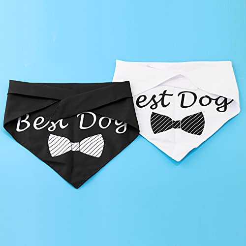 Pofull 2 Pcs Best Wedding Dog Bandana Bridal Party Dog Bandana Pet Scarf Gift For Dog Lover Dog Gifts Wedding Photo Prop (Best Dog Bandana) #TOP3